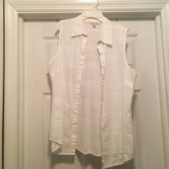 Eyelet sleeveless top