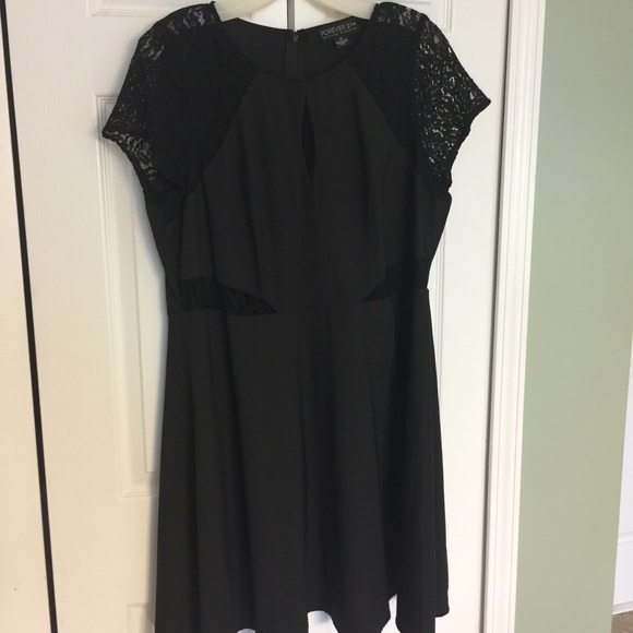 LBD. Forever 21+ solid and lace dress.