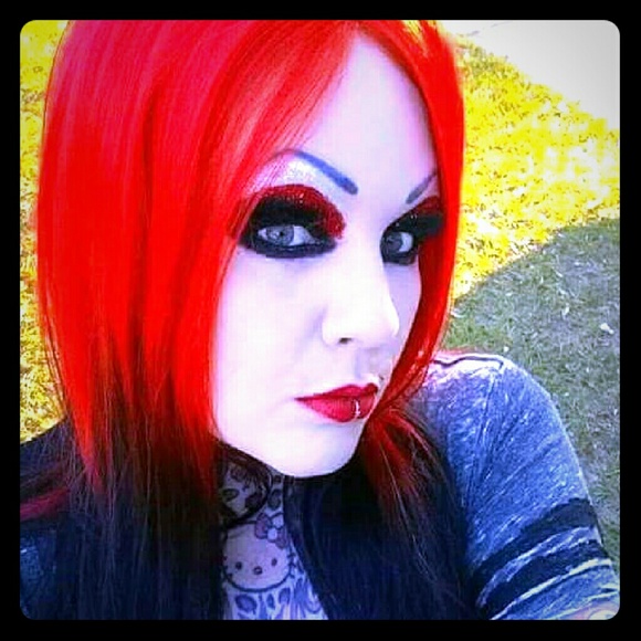 Red and black ombre lace front handmade wig