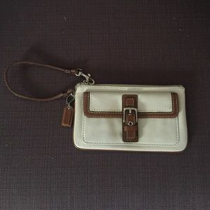 Coach wristlet brown and white