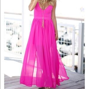 NWT Fuchsia Maxi Dress w/open back