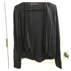 Dark Grey Cardigan with Leather Details