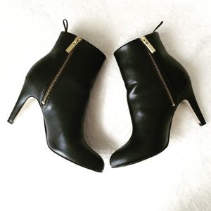 Black Ankle Booties w/ Zipper Detail