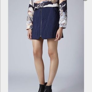 Topshop Quilted Navy Mini Skirt