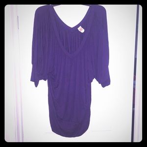 Purple off the shoulder smart casual shirt