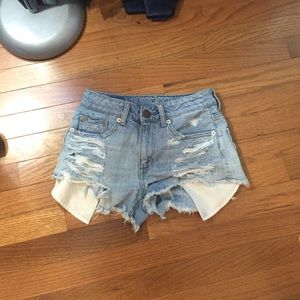 American Eagle High Waisted Distressed Shorts
