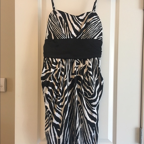 Satin Zebra Print Dress with Pockets
