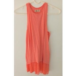 Chiffon hem coral tank top