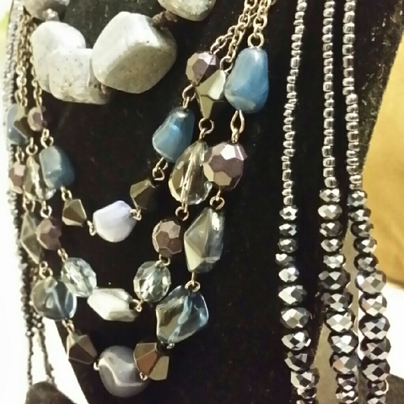 Mixed Vintage Jewelry Lot Grey and Blue - Picture 2 of 4