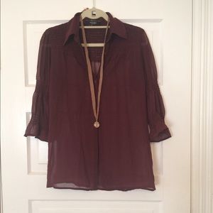 Sheer maroon AKIRA top