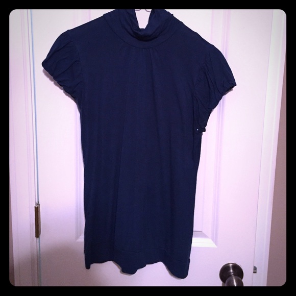 Cap sleeve turtleneck blouse