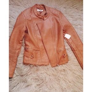 NWT Brown Leather Moto Jacket 💁🏻