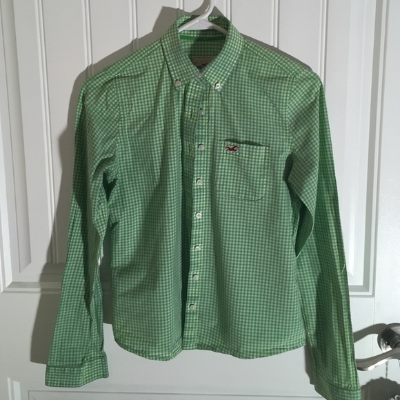 Hollister green gingham button down