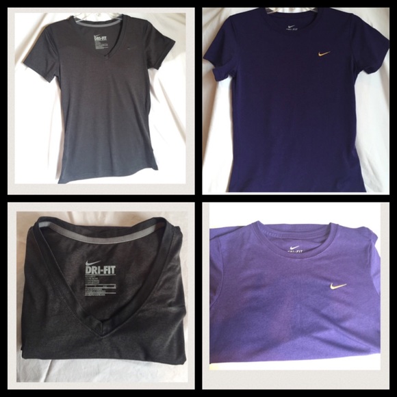 Two Nike Dri Fit v-neck t-shirts XS