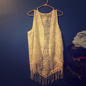Lacy vest with fringe