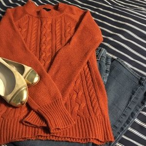 Pumpkin cable knit sweater size small
