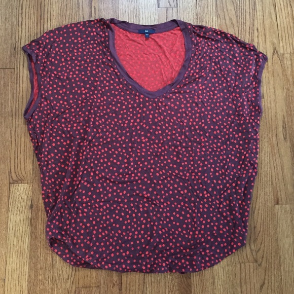 Gap Short Sleeve Dolman Polka Dot Top