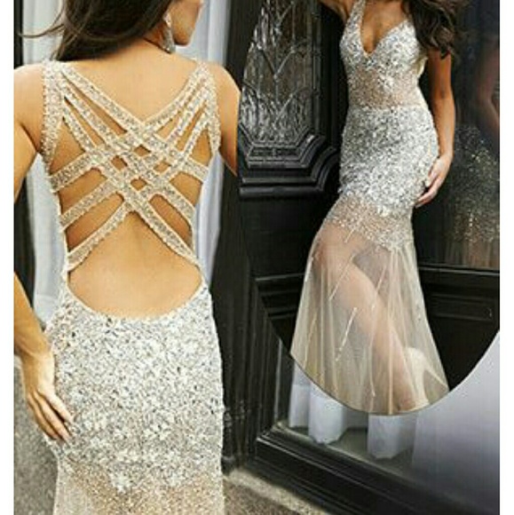 Silver size 4 Jovani Dress - Picture 2 of 2