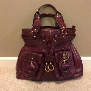 Elliot Lucca Estella patent leather burgundy tote