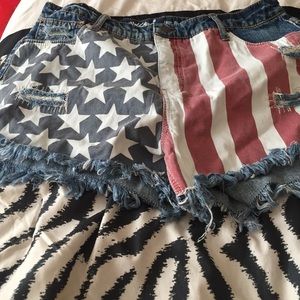 American flag print daisy duke shorts