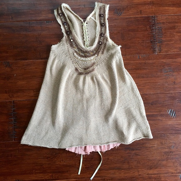 Free People Embellished Sleeveless Sweater Tunic