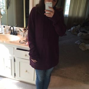 Hooded Oversize Maroon Sweater