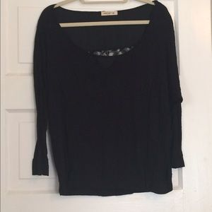 Long sleeve, black, lace top.