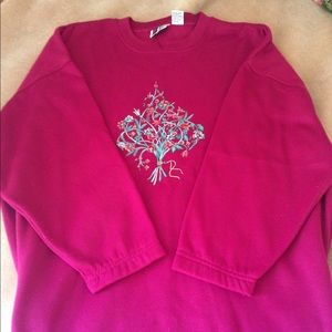 Maroon flower sweater and sweatpants set w pockets