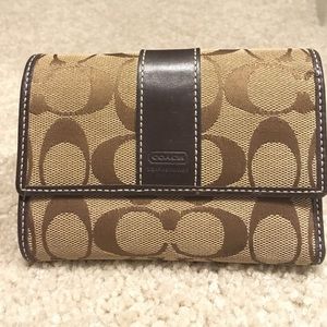 Coach Signature Brown Trifold Wallet