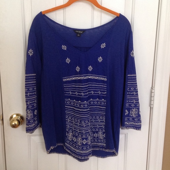 Lucky Brand embroidered blouse size L