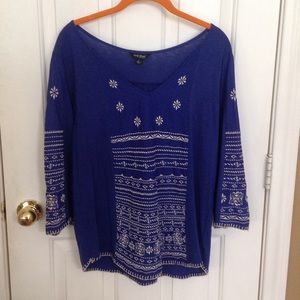 Lucky Brand embroidered blouse size L