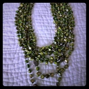 Abalone and stone multi strand necklace SPECIAL
