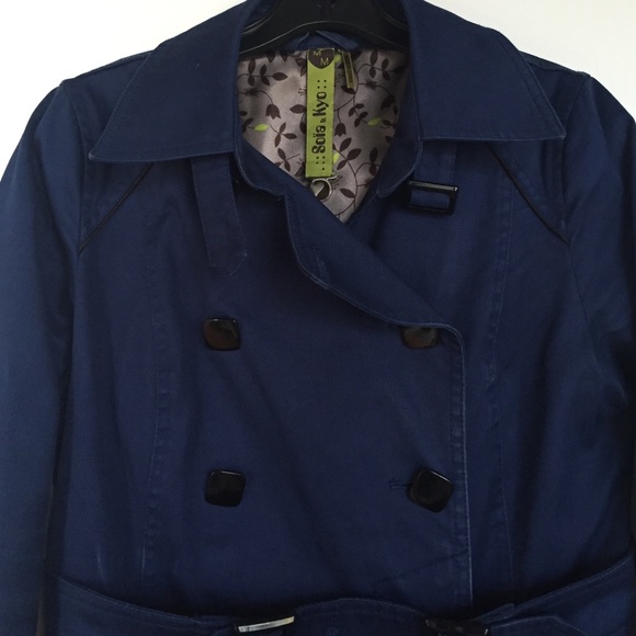 Soia & Kyo Marine Blue Twill Trenchcoat - Picture 2 of 4