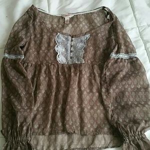 Arizona Jeans Co. See through long sleeve blouse.
