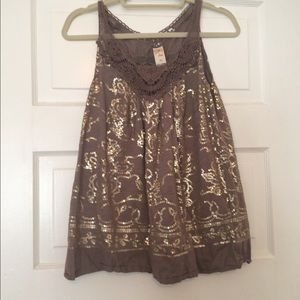 Beautiful gold and brown tank top.