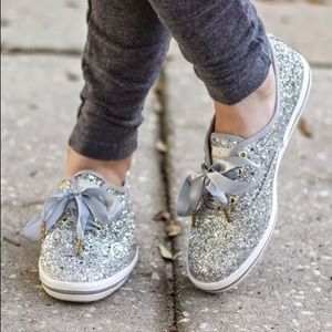 Kate spade sparkle keds in silver.