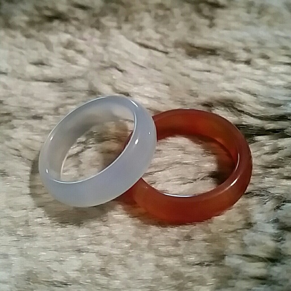 Orange and clear glass rings