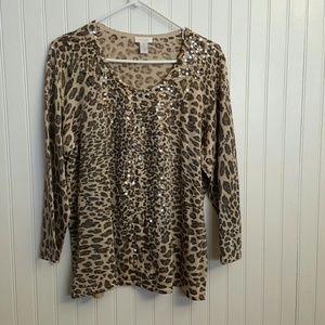 Chicos Cheetah Print Cardigan