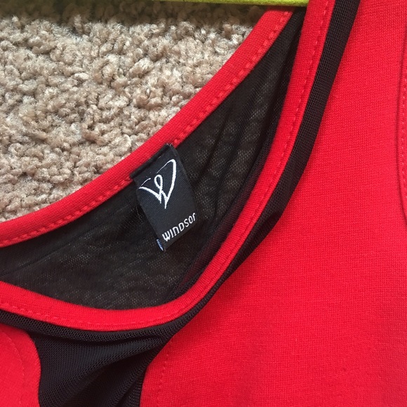 Sleeveless red mesh dress. - Picture 3 of 3