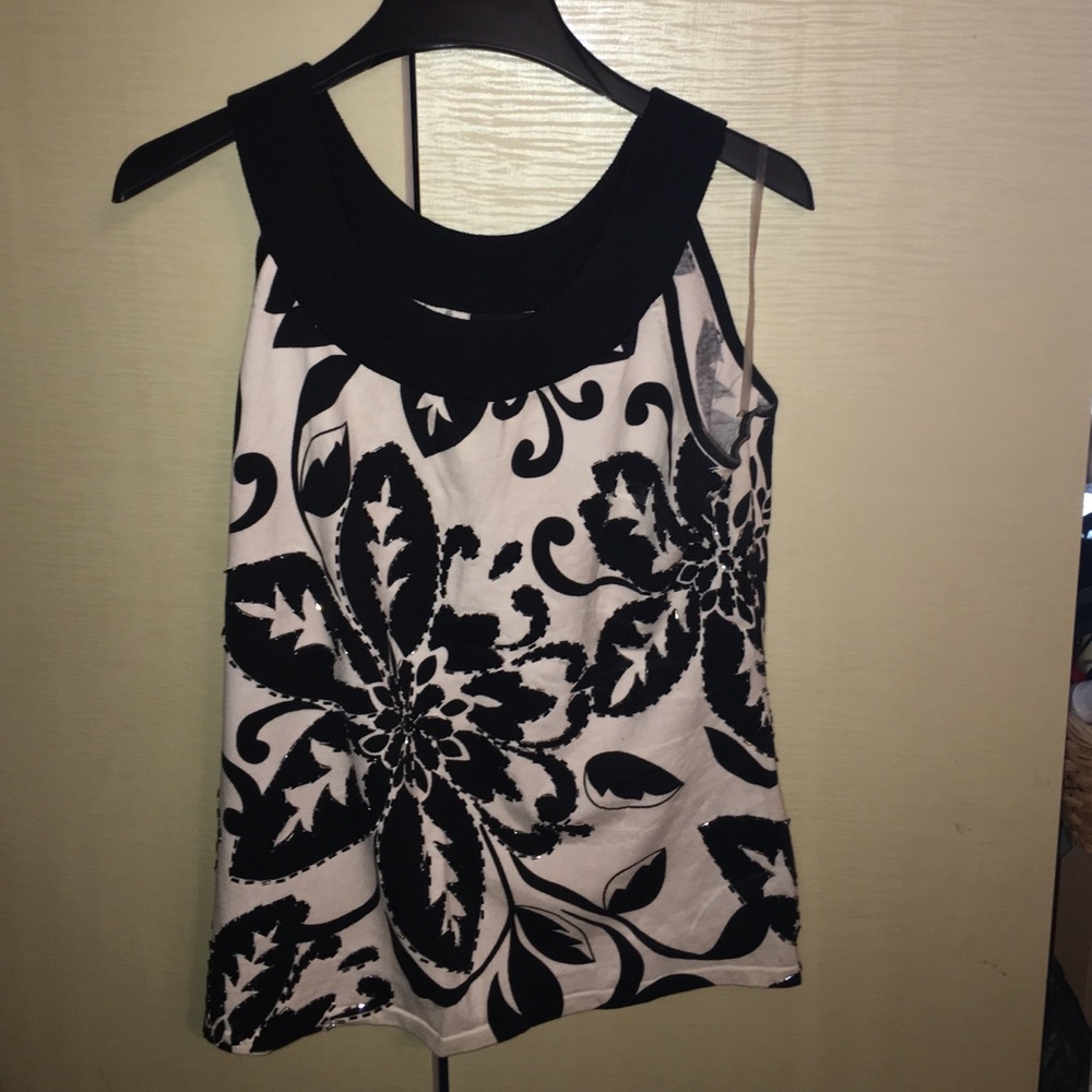 Black and white sleeveless sweater
