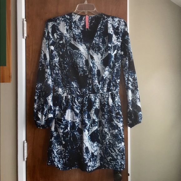 Blue and White Abstract Print Dress
