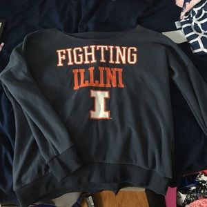 Off the shoulder U of I fleece crew neck