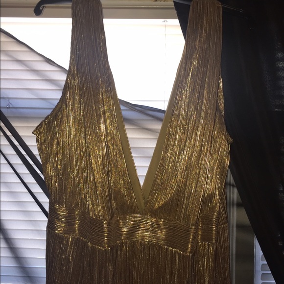 Asos "Tall" gold low cut gown