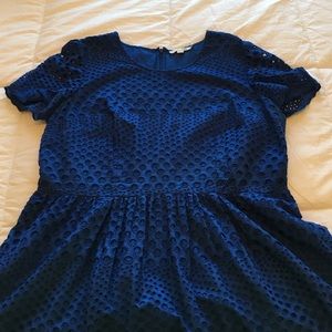 Boden, rich blue eyelet dress with full skirt