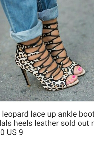 SOLD!!!   Zara leopard heels Size 39 lace up - Picture 4 of 4