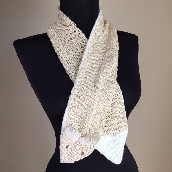 •HP!• Fox Stole Scarf in Beige v1.1 Knitted Ascot 40" - Picture 4 of 5