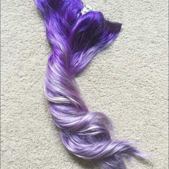 Custom dyed purple/lilac ombre clip in extensions!
