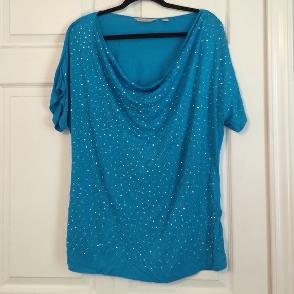 Cowl neck studded shirt