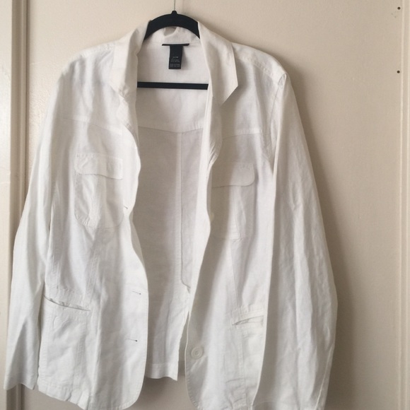 Lane Bryant White Linen Blazer