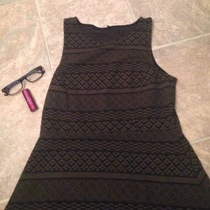 Apt. 9 Black and Army Green Aztec Swing Dress